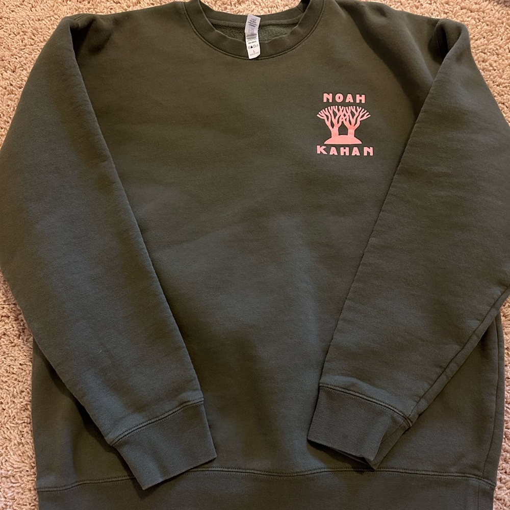 Noah Kahan Limited Edition Concert Olive Crewneck Sweatshirt with Pink Logo